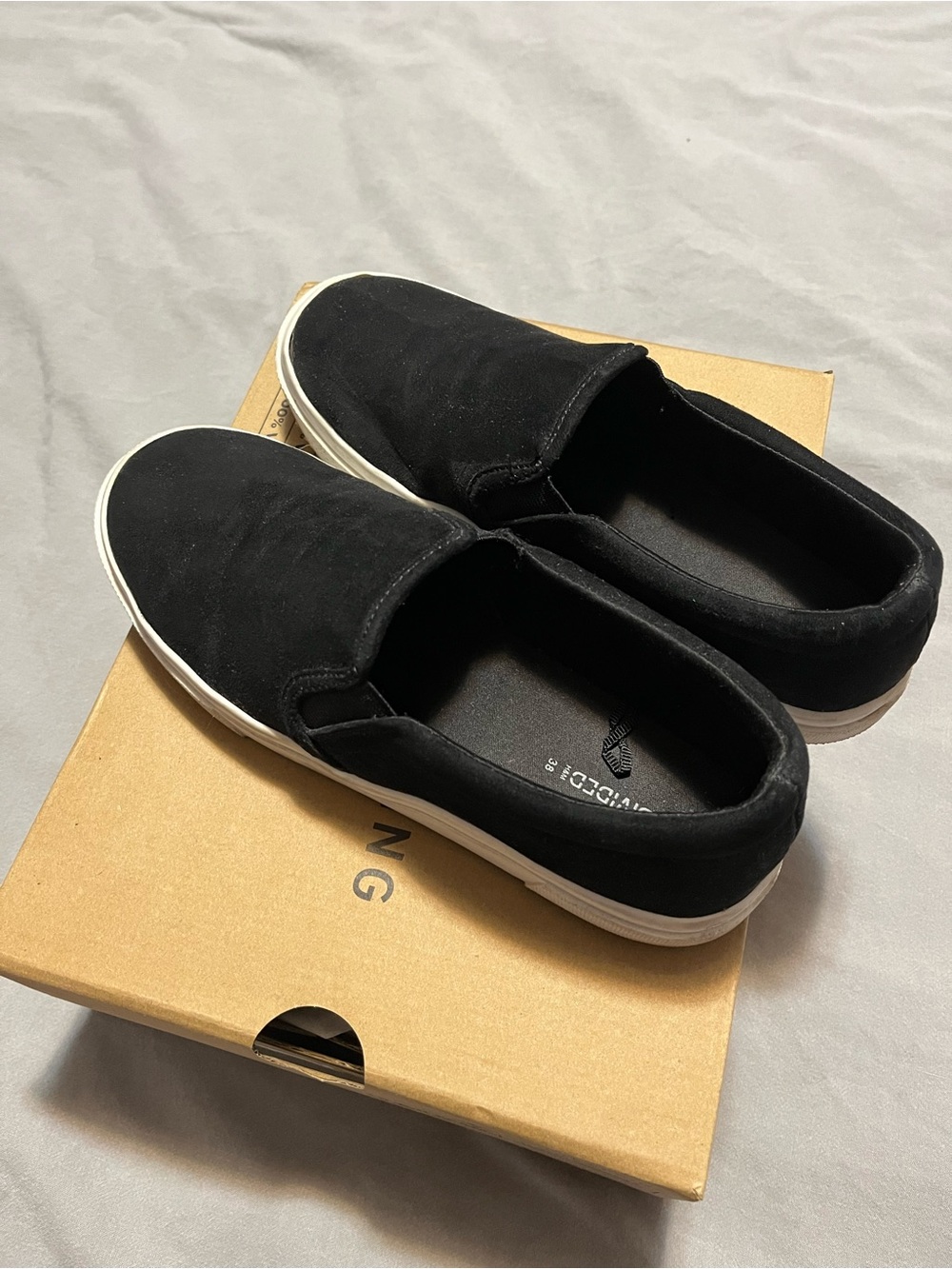 H&M Black Slip-On Canvas Loafers with White Sole